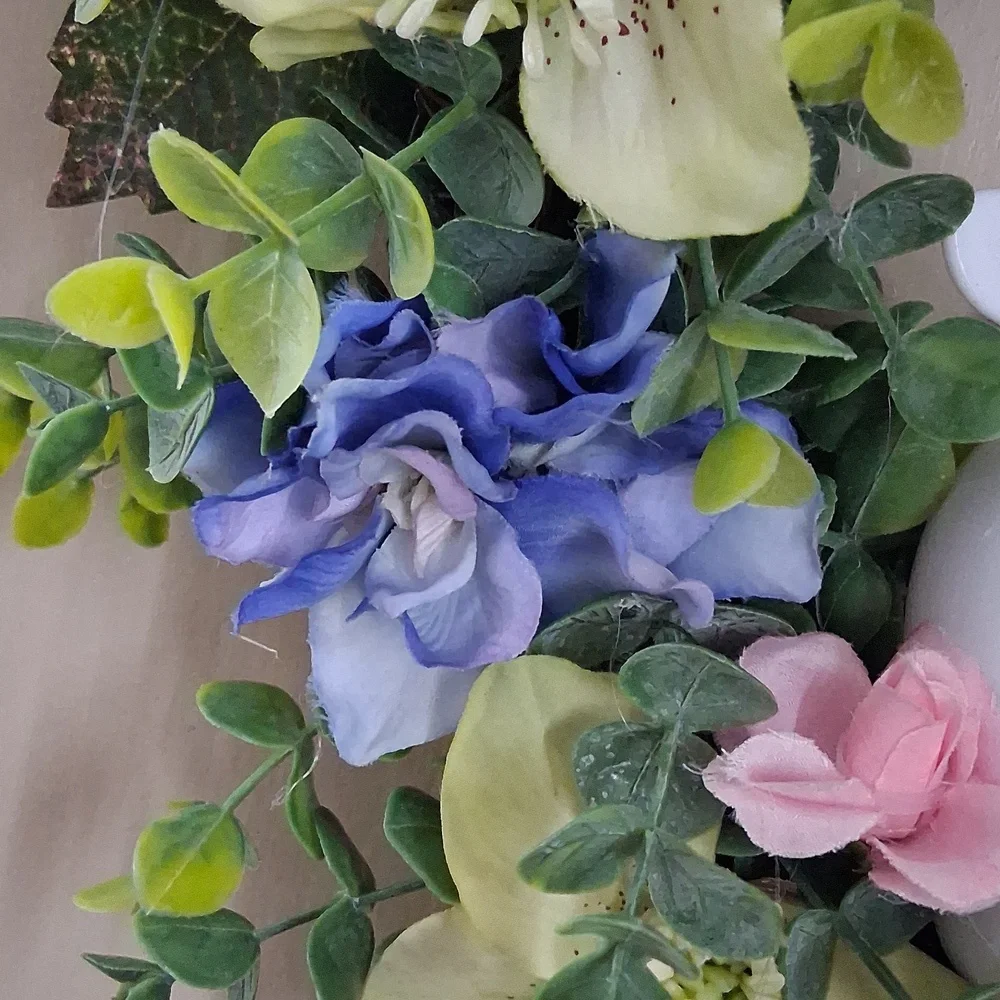 Easter Bunny Floral Wreath with Pastel Accents